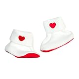 ジャッキー・のユニセックスベビーホワイト&レッドハートブーティ カラー: ホワイト