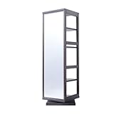 日本製(大川) 天然木タモ材使用 ミラー付回転式ラック H150 ブラウン 2771