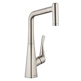 Hansgrohe 04508800 Metris Prep Kitchen Faucet with Pull-Out, Steel Optik [並行輸入品]