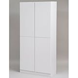 JKプラン 1cm単位で棚が調節出来る深型(奥行き32cm)扉付きオープンラック 幅86cm ホワイト bdc-107113-wh