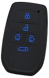 【IKT】トヨタ車用 スマートキー用シリコンカバー 5ボタン ブラックブルー / 新型アルファード（2023～） / 新型ヴェルファイア（2023～） / 新型ノア（2022～） / 新型ヴォクシー（2022～） / など 専用設計でピッタリサイズ 傷防止 さらさらシリコン TOYOTA車用（TS-027BKBL）