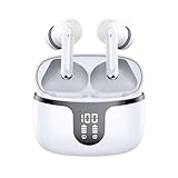 2026【イヤホン Bluetooth5.4 音質強化型】 ワイヤレスイヤホン Bluetooth ブルートゥース イヤフォン カナル式 ENC通話ノイズキャンセリング LEDディスプレイ マイク付き 自動ペアリング 快適な装着感 最大40H音楽再生 ハンズフリー通話 タッチ操作 日語音声ガイド 重低音 片耳/両耳 スポーツ/iOS/iAndroid対応(白)