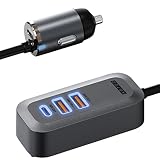 アドテック カーチャージャー 100W【 前席 ＋ 後部座席 】4ポート セパレートタイプ 延長ケーブル 1.5m USB-C × 2 USB-A × 2 PD 急速充電 高速充電 車載 充電器 シガー USB PD Type-C Type-A 4台同時充電 iPhone 12V 24V トラック 大型車 ミニバン 家族旅行 ドライブ タイプc ACPD-V100A2C2