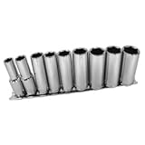 Koshihara ディープソケット 9個セット、ホルダー付き　3/8"DR　6PT　ミリ　DIY 整備用工具