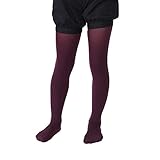 (靴下屋)kutsushitaya キッズ 80デニールスポンディッシュタイツ135cm(125〜145cm) ダークパープル