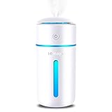 【2020最新版 & 大容量 350ml】 加湿器 卓上 超音波式 除菌 USB充電式 ワイヤレス 卓上加湿器 車載加湿器 ペットボトル 7色LEDライト 超静音設計 小型 持ち運び便利 オフィス 子供部屋 花粉対策に 乾燥防止 空焚き防止 (ホワイト)