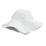 Little Me Sun Hat with Heart and Chin Strap for Baby Girlsソリッドホワイトとピンク カラー: ホワイト