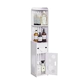 VECELO トイレ収納 ラック トイレ 棚 トイレラック 隙間収納 省スペース バスルーム収納棚 幅15x奥行き17x高さ80cm スリム 収納ラック 防水 防湿 組立簡単 トイレ・洗面所・リビング適用 ホワイト