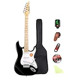 Bullfighter エレキギター 初心者セット付き エレキギター 弦 ケース ピック ストラップelectric guitarストラトキャスタータイプ D120 (Black)