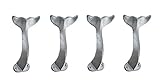 鋳鉄装飾壁フックセットの4シルバー仕上げCast Iron Whale Tail壁フック3.5 X 4.5 X 2.75インチシルバーモデル# bea53589-slv