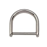 日本製 真鍮製ベルカン ねじ式Dカン シャックル18mm ニッケルメッキ 吊り具 レザークラフト 接続金具