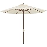 ウッドパラソル2.7m　クランク付き　ベージュ ノーブランド品