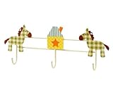 洋服、帽子掛けに 丸和貿易 プリントモチーフ トリプルフック ギンガムホース 400519604