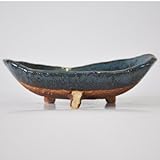 信楽焼 生子小判足付 山野草鉢 5号 幅15cm×高4cm