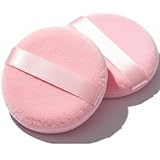 パウダーパフ 大きい ルースパウダー用パフ 特大 2個入 円形 ふわふわ パウダーパフ 厚型タイプ メイクアップパフ 大 ボディパウダー用パフ 超大 フェイスパウダー パフ 直径約105ｍｍ 厚さ約20ｍｍ (ピンク)