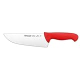 High Quality 8-Inch 200 mm 2900 Range Wide Blade Butcher Knife, Red