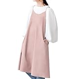 [créer] atRise [アットライズ] キャミソールエプロン レディース 【さっと被るだけ ワンピースエプロン】 可愛い おしゃれ しわになりにくい (ピンク, M)