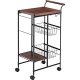 キッチンワゴン 【ノーム】 バスケット2段/キャスター付き 木製/スチール PW-402BR ブラウン [並行輸入品]