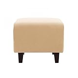 【単品】足置き（オットマン）【LeJOY】スタンダードタイプ クリームアイボリー 脚：角錐／ダークブラウン 【リジョイ】：20色から選べる！カバーリングソファ