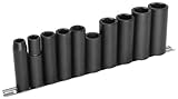 Martin IS10KD 1/2' Power Impact Drive Socket Set, 10 Pieces ranging from 7/16' to 1' on Clip Rail, 6
