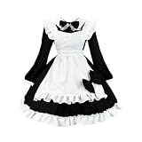 [Sharphon] メイドカフェー 黑 メイド服 フリル 長袖 メイド 定番 衣装 フルセット 仮装 コスチューム 可愛い 男ウケ セクシー 大きいサイズ 大人 レディース ハロウィン バレンタイン REI410