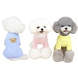 PetGround 犬 服 ロンパース 秋 冬 小型犬 長袖 男の子 女の子 可愛い おしゃれ 虫除け 人気 防寒 つなぎ パジャマ 犬の服 猫 (ブルー, M)