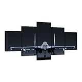 Helloアートワーク – Large 5ピースヴィンテージ飛行機キャンバス壁アートブラックandホワイトFighter Plane Military Aircraft Modern Air Vehi