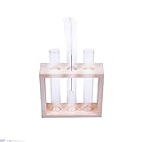 SunniMix ユニーク　花瓶　ガラス　透明　試験管　木製　スタンド　部屋　オフィス　テーブル　素晴らしい　装飾　友人　同僚　贈り物