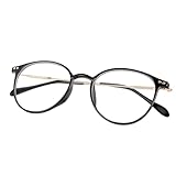 [HOFULK] ブルーライトカット メガネ パソコン用メガネ 超軽量 PCメガネ 丸い眼鏡 おしゃれ 紫外線カット眼鏡 男女兼用 眼鏡 度なし メンズ/レディース眼鏡 透明レンズ 有害光線カット 輻射防止 視力保護 ブラック