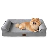 Sunquinn 犬用 ペットベッド 犬ベッド ペットソファーベッド 体圧分散・高反発 アゴ乗せ設計・低床8cm 防水カバー 洗える 小型犬・中型犬・シニア犬対応（外寸61Lx45Wx15Hcm グレー）