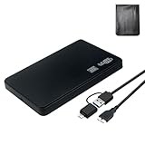 【Type-C USB3.0両対応】2.5インチ HDD SSD 外付けケース ハードディスクケース ブラック SATA3.0 5Gbps高速データ転送 簡単着脱 ケーブル付き クリックポスト