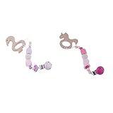 Kesoto ベビー　赤ちゃん　木製　おしゃぶりホルダー　おしゃぶりクリップ　おしゃぶりチェーン　2個セット