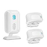 Wireless life 人感センサー チャイム 人感チャイムセット ドア窓チャイム ワイヤレスチャイム 赤外線センサー 防犯 インターホン ナイトライト 5つモード 4段階の音量 36種類の呼出音楽 2個送信機 1個受信機 日本語取扱説明書 (WHITE)