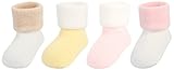 (ラボーグ)La Vogue ベビー キッズ ソックス 靴下 もこもこ ルーム用 新生児 赤ちゃん ファーストシューズ 女の子 男の子 厚手 室内履き 秋冬 4足セット ピンク XS
