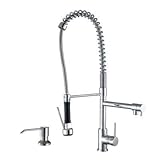 Ruvati RVF1290K1ST 28" Pre-Rinse Commercial Style Kitchen Faucet with Soap Dispenser, Stainless Stee