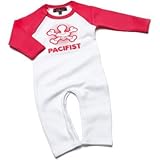Pacifist funny baby Black Romper Suit/Babygrow 0-3 months by Nappy Head