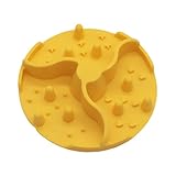 早食い防止 食器 犬 猫用 スローフィーダー 犬 猫 食器 組み込み型 強力吸盤付き ぺット 食べ過ぎ防止 皿 滑り止めフードボウル 取り外しプレート 小型犬/中型犬適用 ペット用品 (イエロー, 直径10cm)