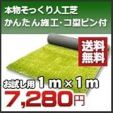 ノーブランド品 究極の人工芝本物そっくりリアリーターフお試し用(1m×1m)芝丈40mmコ型ピン4個セット