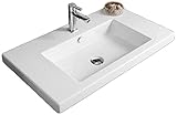 Tecla can02011-three穴カンガス長方形セラミック壁マウント/ Built in SINK ,ホワイト