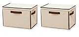重ねて使える下扉整理箱2個set (ベージュ)