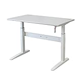 手動上下昇降デスク 天板 ライトグレー 脚 白 W120×D70×H71～120.5 W1200×D700×H710～1205 デスク スタンディングデスク 昇降式テーブル 昇降テーブル 上下昇降 昇降デスク エルゴノミクス オフィスデスク