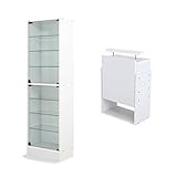 【福袋】【地球家具】フィギュアラック「レギュラー」新シリーズセット 幅55cm 奥行29cm 【正規品】[鍵付きコレクションケース] [耐震]（開き戸 ハイタイプ本体+上置きハイタイプ） ホワイト