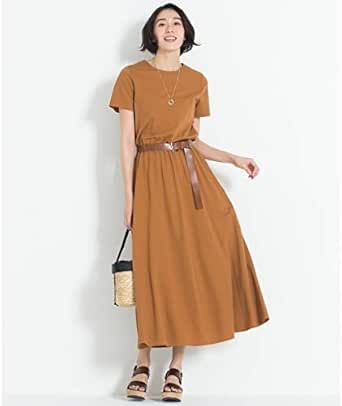 Amazon Co Jp 自由区 Jiyuku 洗える Sucker Jersey ワンピース ダークブラウン系 36 服 ファッション小物