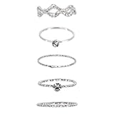 デインティピンキーファランジリングセットミディリングシルバー 