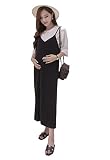 Easycos マタニティウェア 妊婦服 レディース ファション 2セット 長袖 サロペットワンピース ブラック コットン フリー ゆったり ふわふわ オシャレ パジャマ 肌に優しい　 (L)