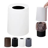 ゴミ箱 おしゃれ ゴミ袋が見えない 丸型 ビニール袋隠す 8L/12L シンプル リビング キッチン 洗面所 オフィス ごみ箱 ごみばこ フタなし ルクレール 2重構造 フタなしゴミ箱 (ホワイト, 8L)