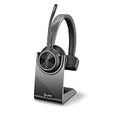 【Amazon.co.jp限定】Poly ワイヤレスヘッドセット Voyager 4310 (国内正規品) マイクロソフト認定 Bluetooth USB-C ドングル付 充電スタンド付 ノイズキャンセリング マイク付き 軽量 【2年間メーカー保証】 ワイヤレスイヤホン ブルートゥース windows mac Chrome Web会議用 (旧 プラントロニクス ポリコム HP) 片耳8G104AA