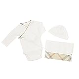 (バーバリーベビー) BURBERRY BABY ベビー服 出産祝い 3点セット (長袖ロンパース&キャップ&ポーチ) B98576WHT 6Mサイズ [並行輸入品]