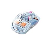 Farigrut ライト付きワイヤレスマウス、ワイヤレス透明マウス | RGB ライト付き透明トライモード マウス | 学習室、寮のサイレントクリックでマウスをプレイする作業学習ゲーム (ブルー)