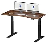 FLEXISPOT スタンディングデスク 電動式昇降デスク 高さ調節 パソコンデスク E7セット (足黒+カーブ型天板ウッド)